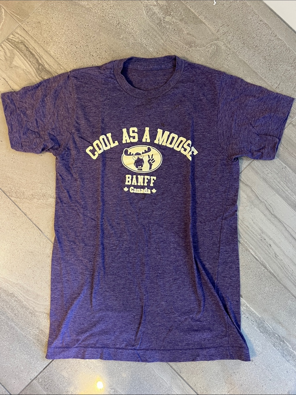 Cool As A Moose Banff Canada Purple Graphic Tee